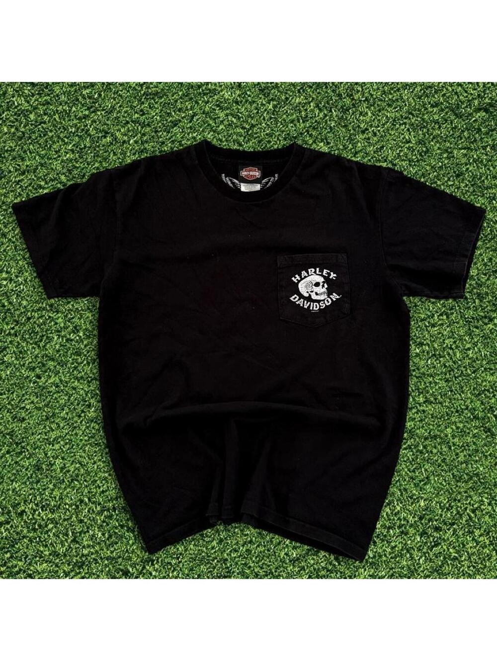 Harley-Davidson Black Pocket Graphic T-Shirt Back Print Size M